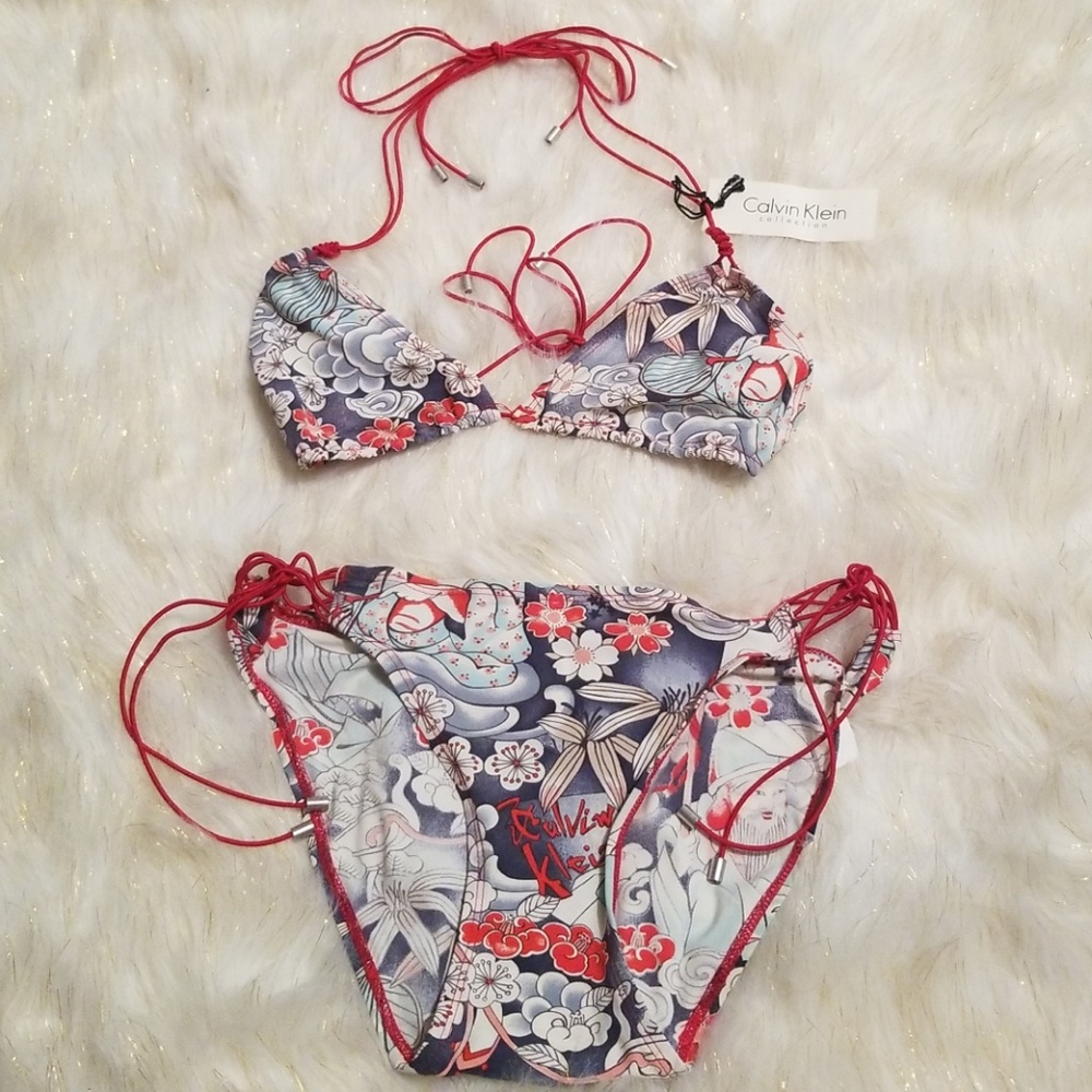 🎈Sale🎈Calvin Klein Red String Graphics Bikini